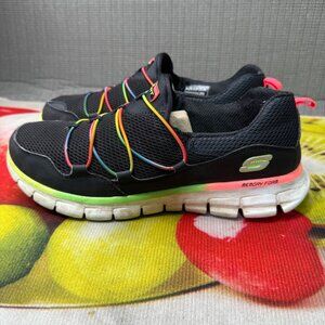 Skechers Sport Women's Size 9.5 Loving Life Memory Foam Sneaker Black/Rainbow